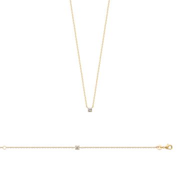 Collier Plaqué Or 750 3 Microns Oxyde De Zirconium