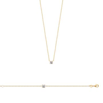 Collier Plaqué Or 750 3 Microns Oxyde De Zirconium