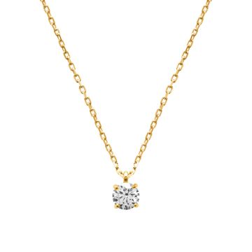 Collier Plaqué Or 750 3 Microns Oxyde De Zirconium