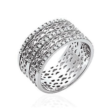 Bague Argent 925 Rhodié Oxyde De Zirconium