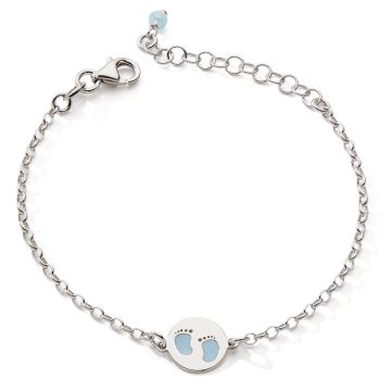 Bracelet 925 Cercle Pieds Bleus Oxyde De Zirconium Bleu 12+2,5cm