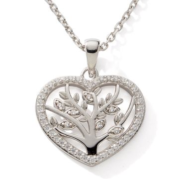 Collier 925 Oxydes Coeur Arbre De Vie