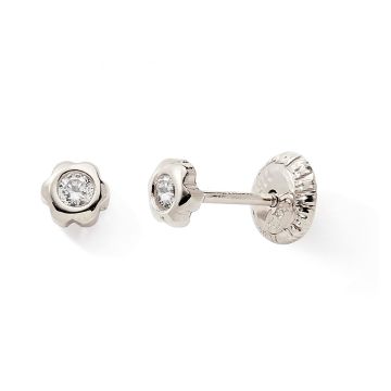 Boucles D'oreilles 9k or Gris Fleur Oxyde De Zirconium