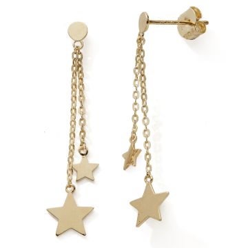Boucles D'oreilles 375 or Jaune Tout or Pendant Etoile