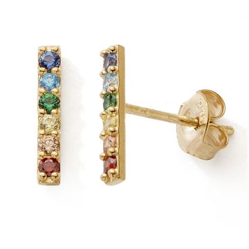 Boucles D'oreilles 375 or Jaune Oxydes Rainbow Barrette