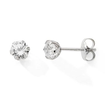 Boucles D'oreilles 375 or Gris Oxyde De Zirconium 4mm 6 Griffes