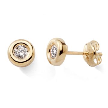 Boucles D'oreilles Oxyde De Zirconium Serti Pneu or J 3mm-4799 9k