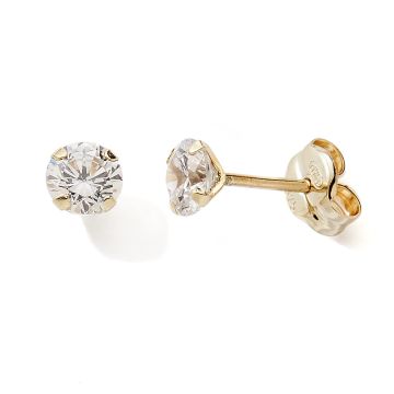 Boucles D'oreilles 375 or Jaune Oxyde De Zirconium 3mm 4 Griffes