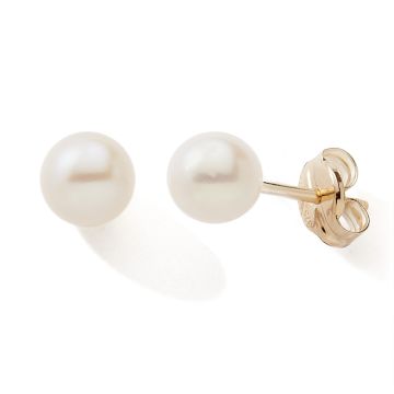 Boucles D'oreilles 375 or Jaune Pc 4.5-5 Mm Blanc