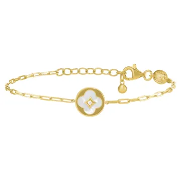 Bracelet Charles Garnier en argent doré, nacre, oxyde de zirconium