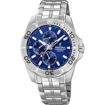 Montre Festina Homme Multifonctions Acier Fond Bleu