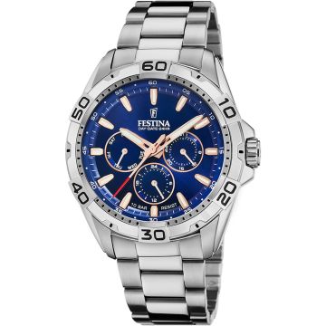 Montre Festina Multifonctions Cadran Bleu Bracelet Acier