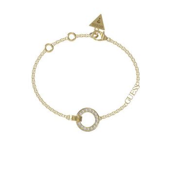 Bracelet acier doré forme cercle ajouré pavé de zircons cubiques