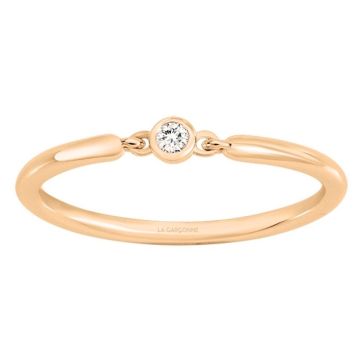 La Garçonne Diamants - Bague Plaqué Or Jaune 3M18K, 1 Diamant 0,015Ct