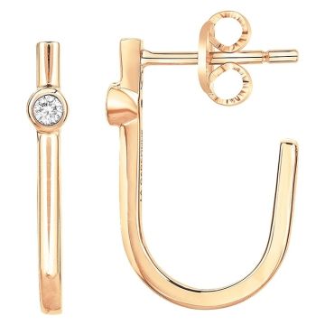 La Garçonne Diamants - Boucles D'Oreilles Plaqué Or Jaune 3M18K, 2 Diamants 0,03Cts