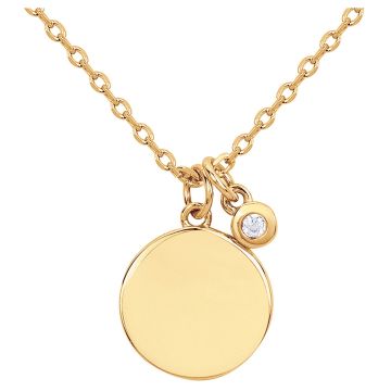 La Garçonne Diamants - Collier Plaqué Or Jaune 3M18K,1 Diamant 0.015Cts 38+5Cm