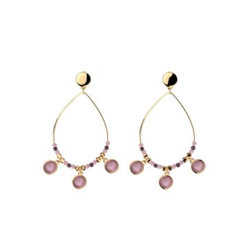 Créoles Les Cadettes or jaune Perles violettes synthétiques Eivissa
