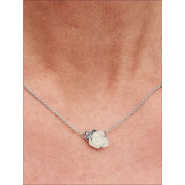 Collier Rose Blanche en Fleur