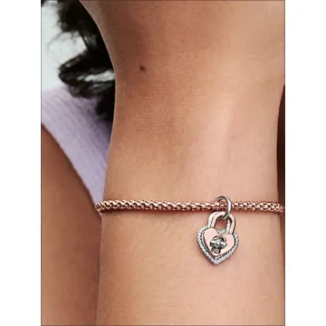 Charm Pendant Double Cadenas Cœur Bicolore Torsadé