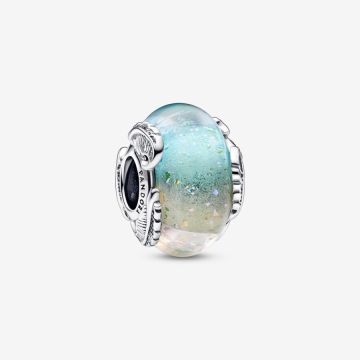 Charm Verre de Murano Multicolore & Plume Courbe