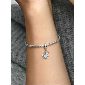 Charm Pendant Disney Tête de Mickey Silhouette Scintillante