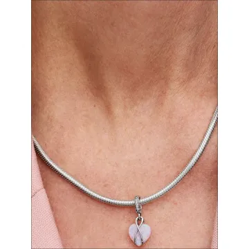 Charm Pendant Cœur Opalescent Mum (Maman)