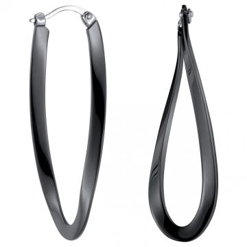 Phebus Acier - Boucles D'Oreilles Creoles Acier Torsadees Ip Black
