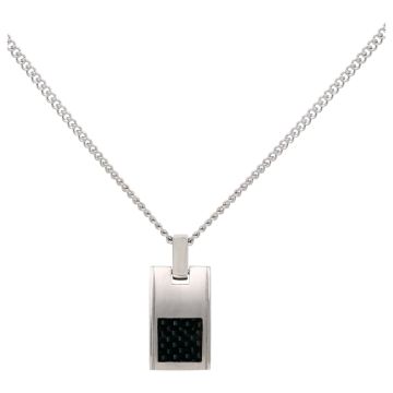 Phebus Homme - =72/0004 N Collier Pendentif Acier/Carbone Noir+Chaine Acier 50Cm