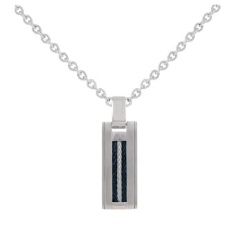 Phebus Homme - Chaine/Pendentif Acier/2Cables Noirs/1Gris 50+5Cm