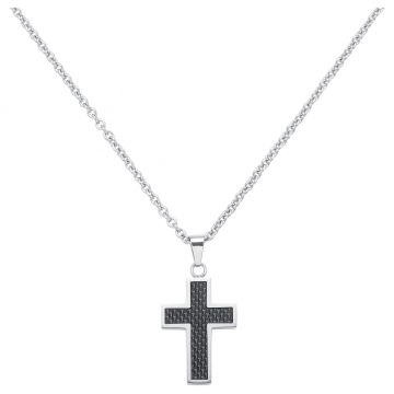 Phebus Homme - Chaine. Pend Acier Et Croix Carb. Noir (=55/0070 Avec Chaine) 50+5Cm