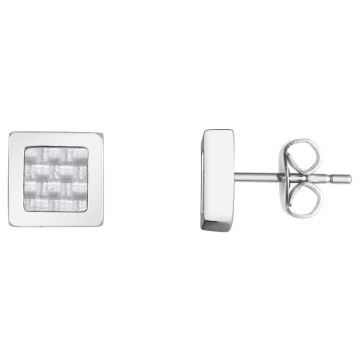Phebus Homme - Boucles D'Oreilles Acier Homme Carre Et Carbone Blanc
