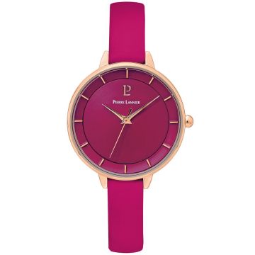 Montre Femme Delice Cadran Framboise Bracelet Cuir Framboise