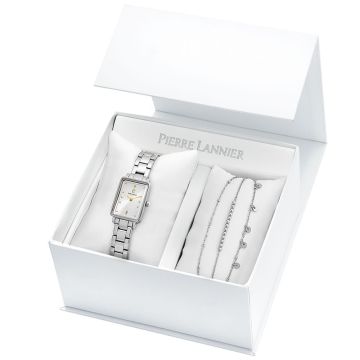 Coffret Femme ARIANE Cadran Argenté Bracelet Acier Argenté