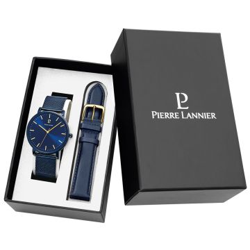 Coffret Homme ESSENTIAL Cadran Bleu Bracelet Cuir Bleu