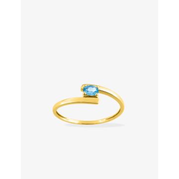 Bague Topaze Bleu Traitée Or Jaune