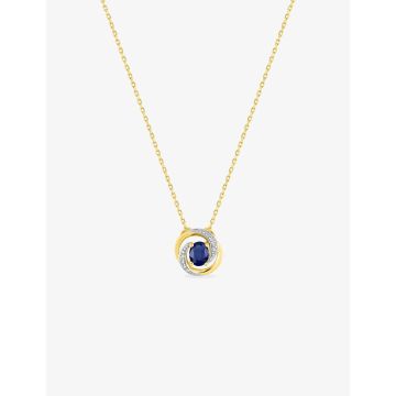 Collier Saphir Oxyde De Zirconium Or Jaune+Rh