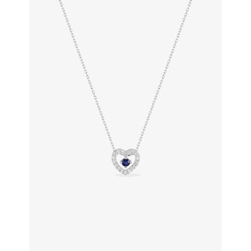 Collier 42cm Saphir Oxyde De Zirconium Or Blanc