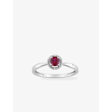 Bague Rubis Rouge Oxyde De Zirconium Or Blanc