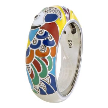 Bague Lovebird Argent 925 + Laque Et Oxydes De Zirconium