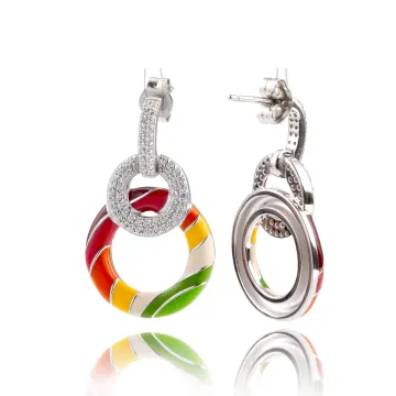 Boucles Oreilles Argent 925 Laque Et Oxydes