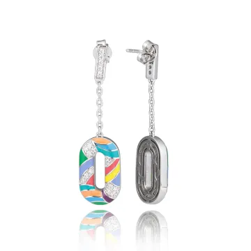 Boucles Pendantes Argt 925 + Laque Et Oxydes