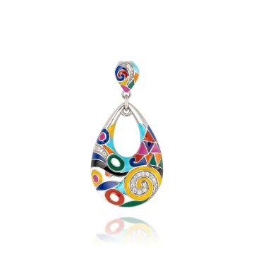 Pendentif Argent 925 + Laque Et Oxydes