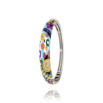 Bracelet Jonc Argent 925 + Laque + Oxydes
